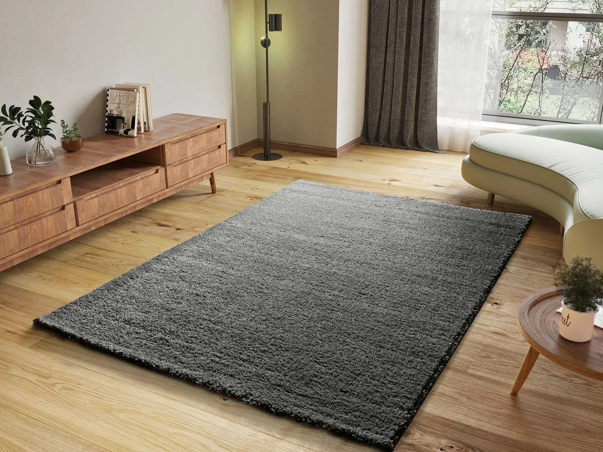 Illustration numéro 2 du produit Tapis descente de lit shaggy anthracite 60x120 cm