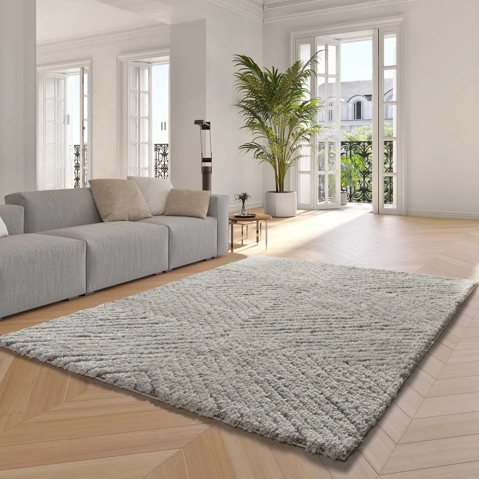 Illustration numéro 2 du produit Tapis shaggy scandinave gris 160x230 cm
