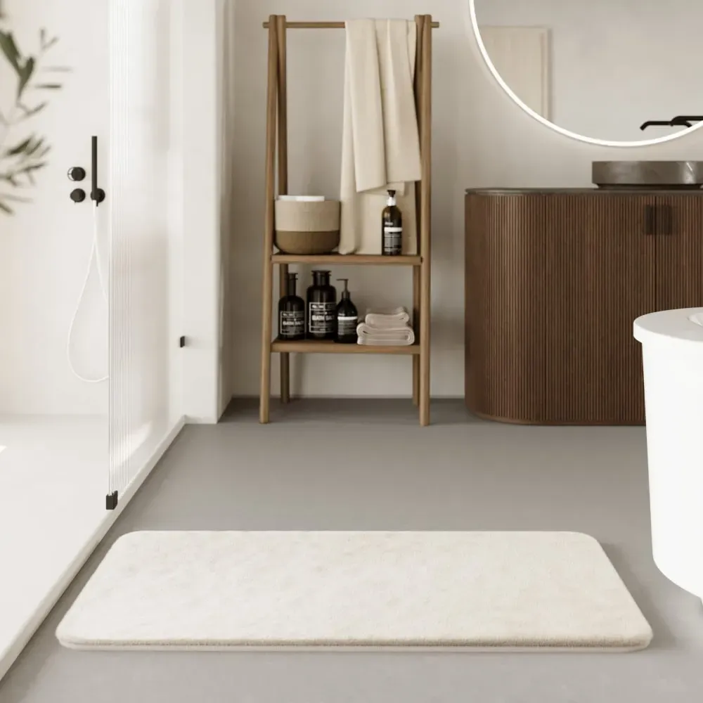 Illustration numéro 2 du produit Tapis de bain doux tufté beige 70x120