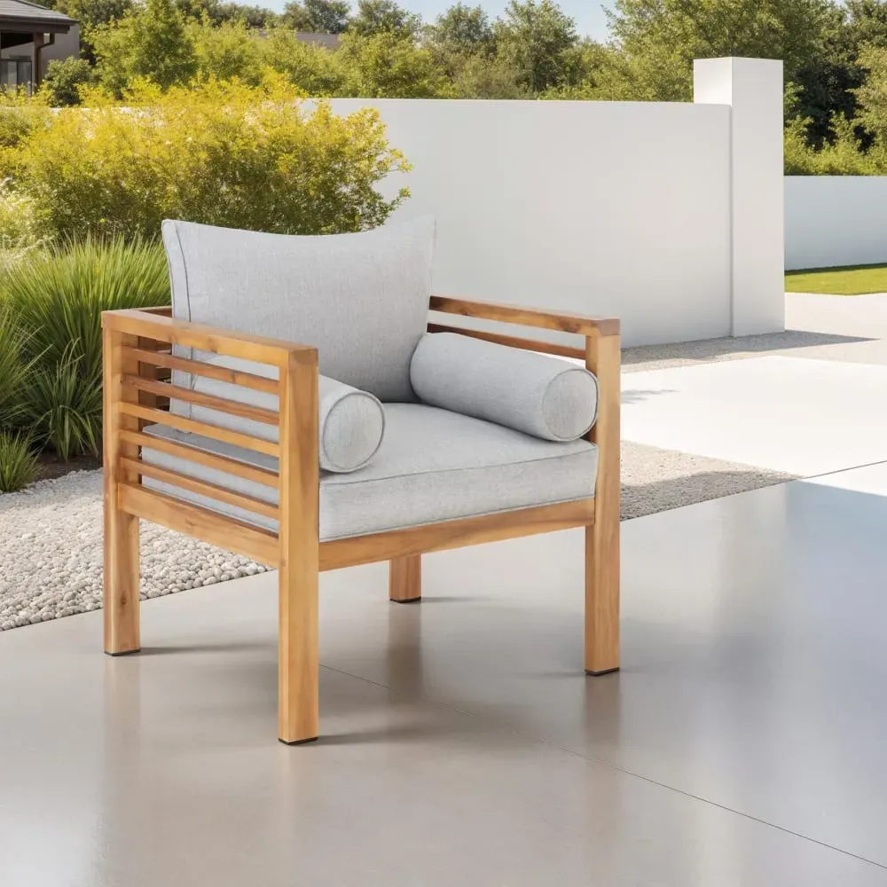 Illustration numéro 2 du produit Fauteuil de jardin avec structure en bois Capacité 120 kg marron