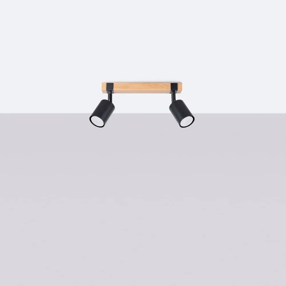 Illustration numéro 2 du produit Pendentif acier/bois naturel noir H 17 cm