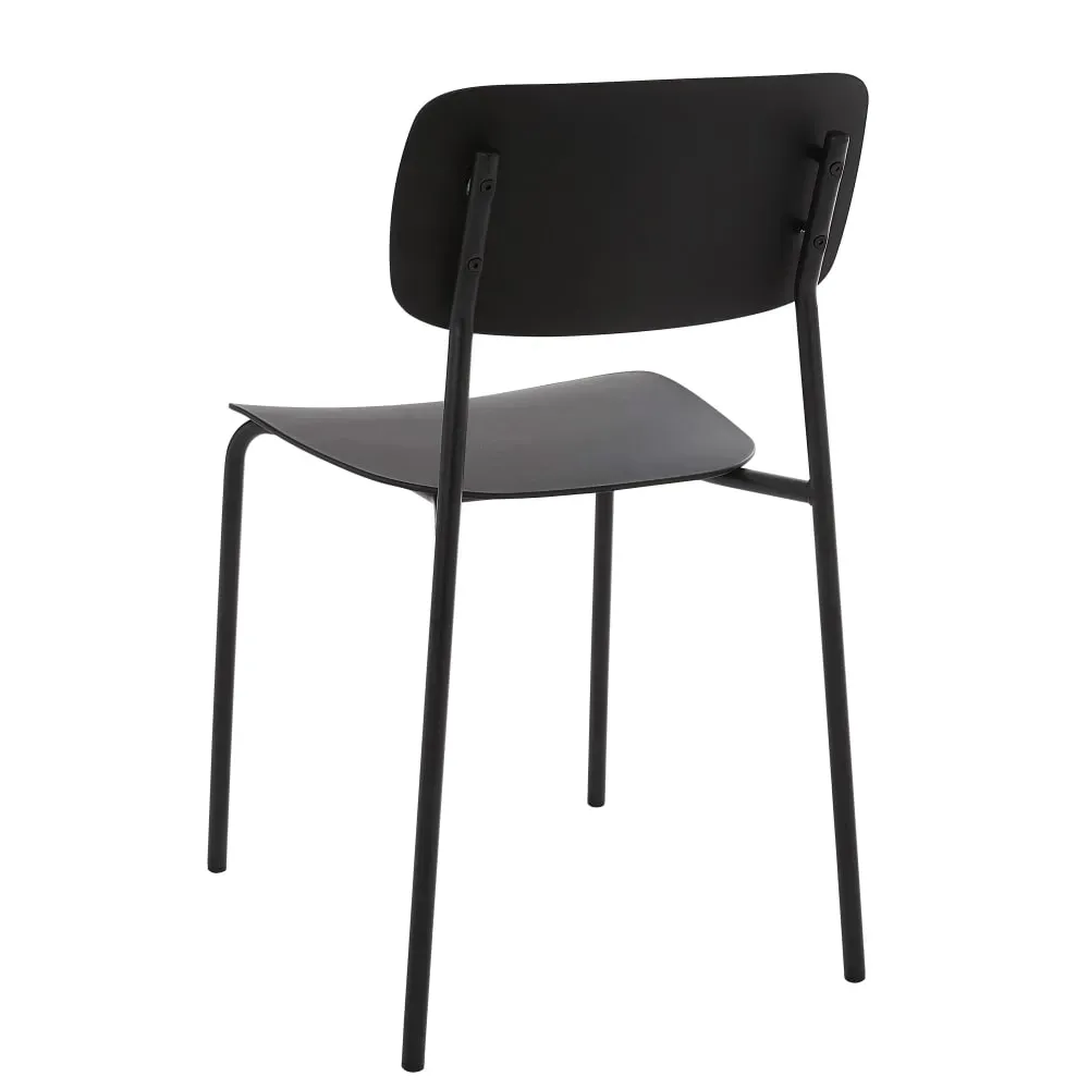 Illustration numéro 2 du produit Lot de 2 chaises en acier et plastique noires