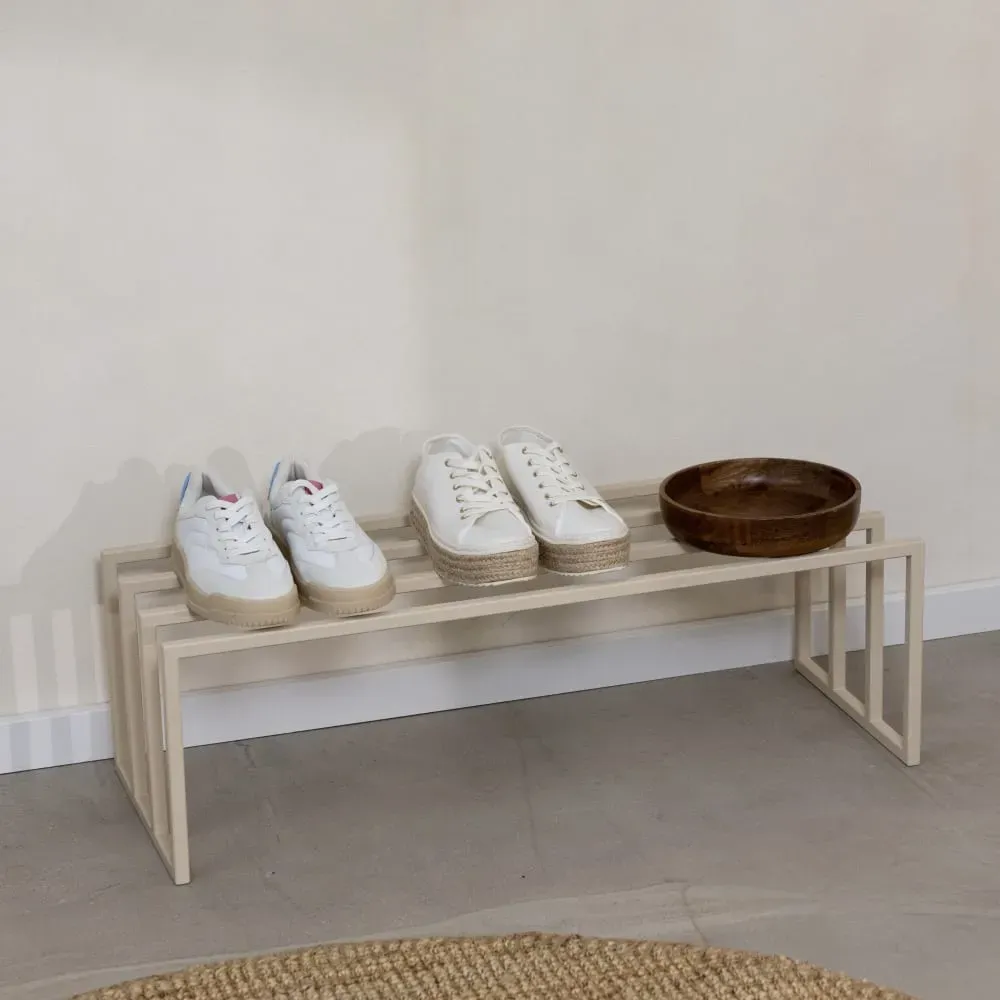 Illustration numéro 2 du produit Meuble de rangement à chaussures en acier beige, 80 x 30 cm