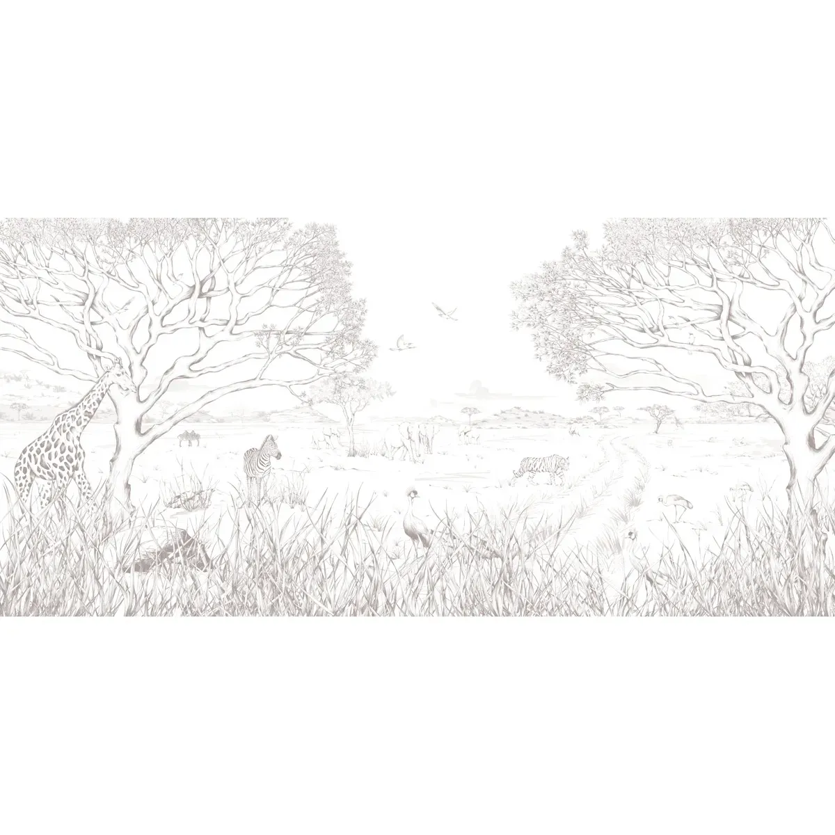 Illustration numéro 2 du produit Papier peint panoramique enfant tanzanie gris 375x250cm