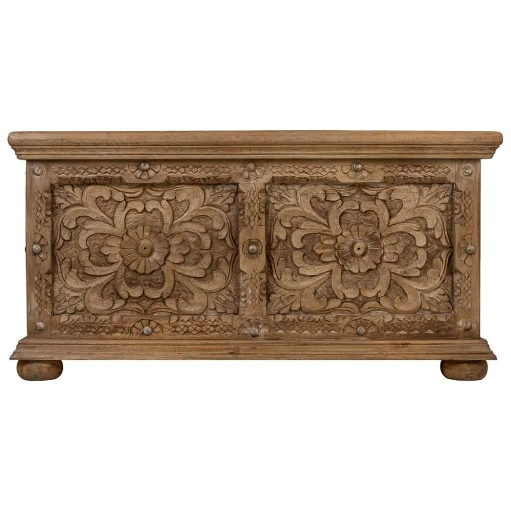 Illustration numéro 2 du produit Table coffre de centre en bois artisanal marron 100x100x47h