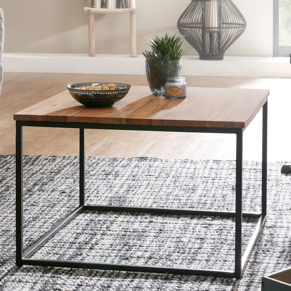 Illustration numéro 2 du produit Table basse carrée en bois massif d'acacia, marron