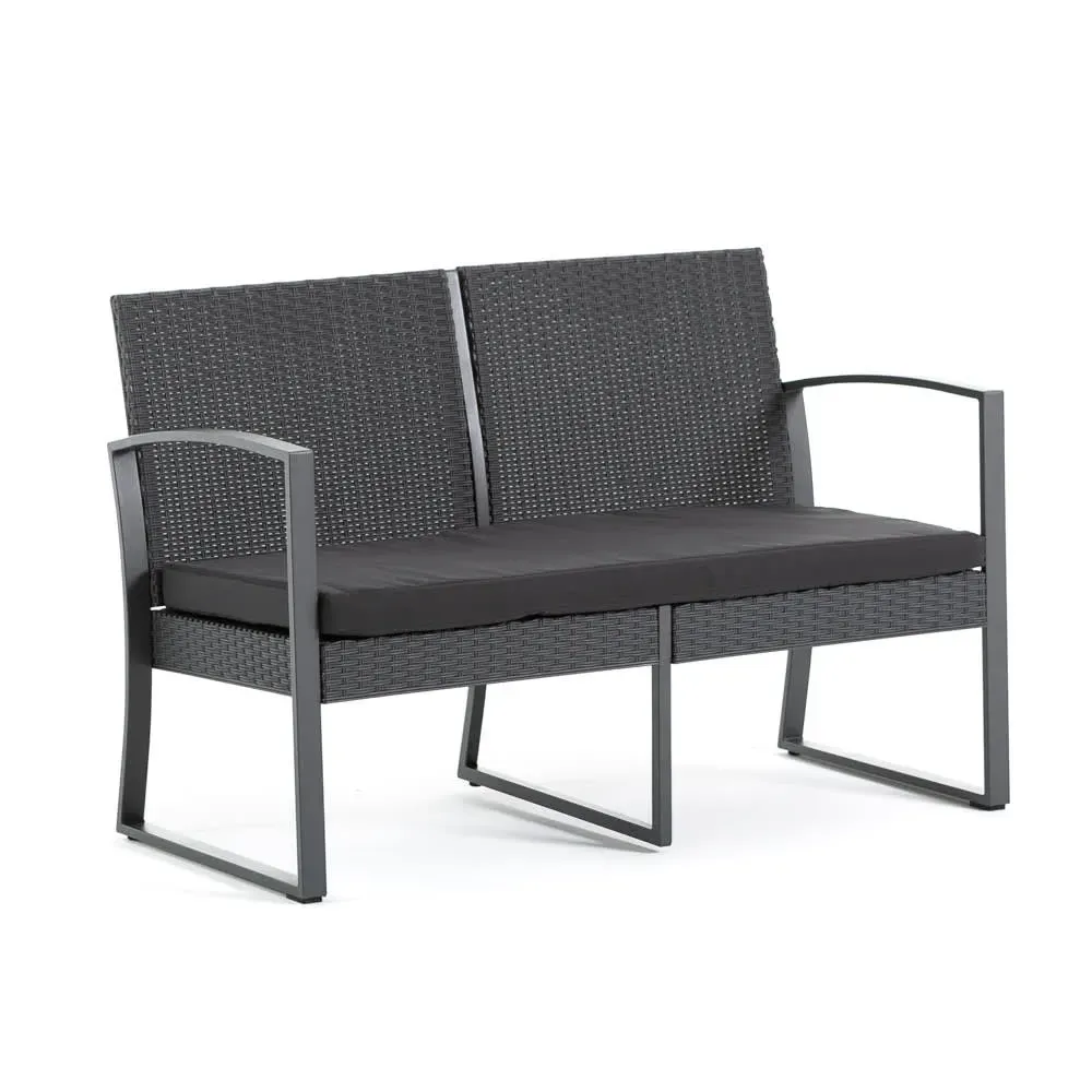 Illustration numéro 2 du produit Ensemble d'extérieur 4 places en acier et résine effet rotin