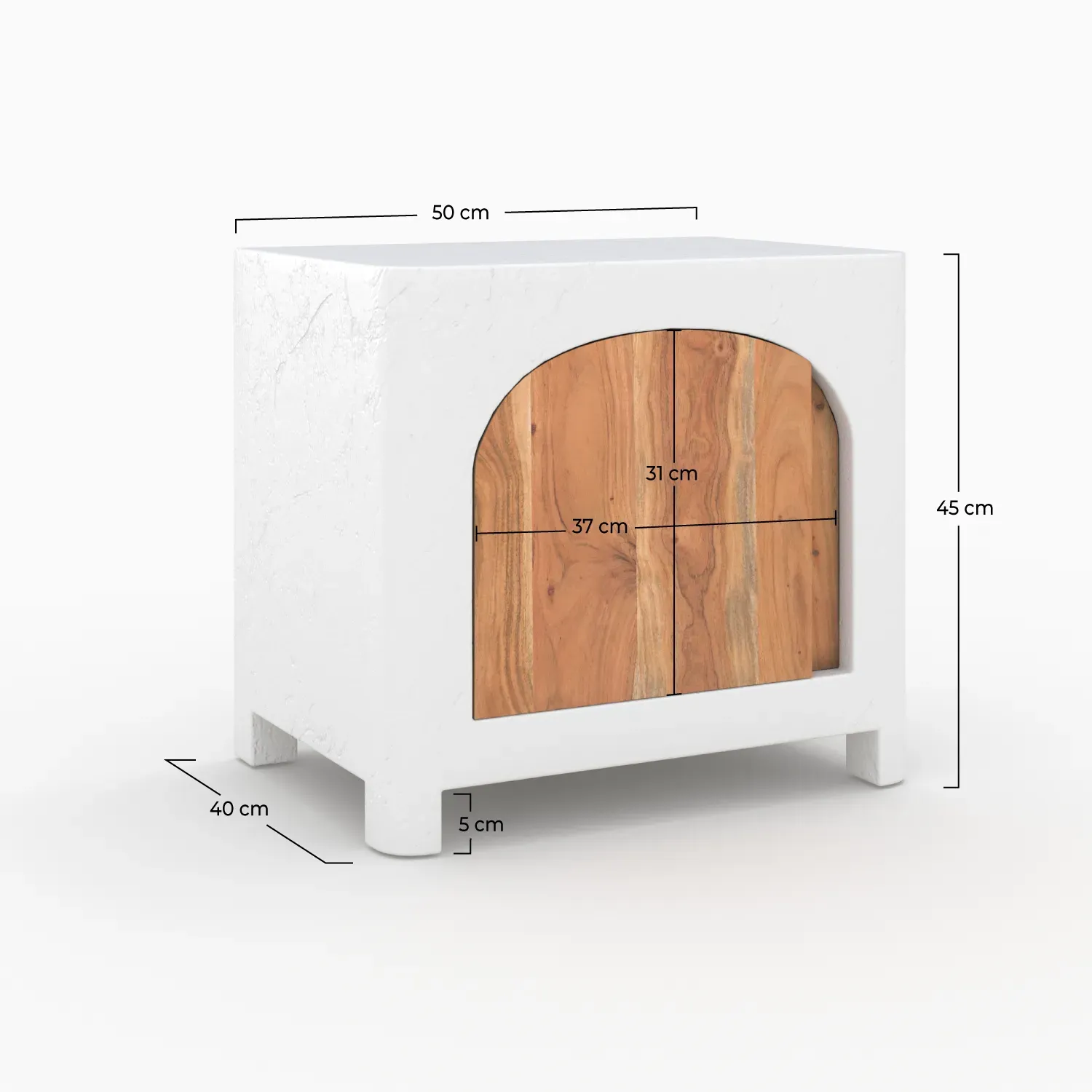 Illustration numéro 2 du produit Table de chevet en béton blanc cassé et bois d'acacia