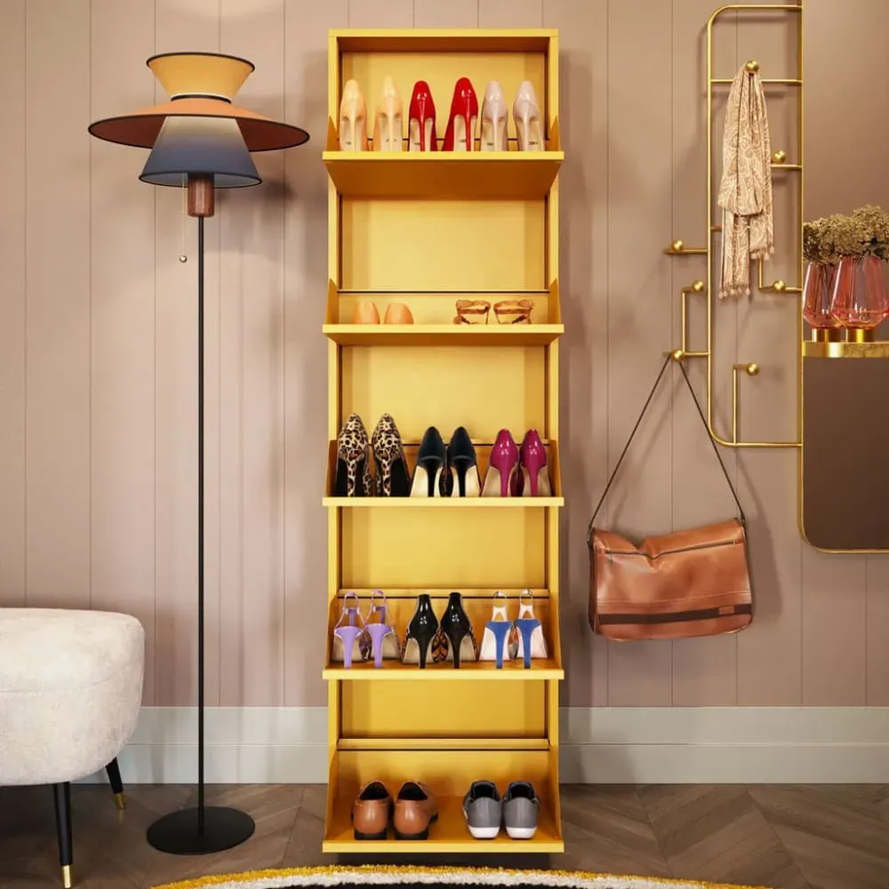 Illustration numéro 2 du produit Casier à chaussures 5 tiroirs en acier jaune