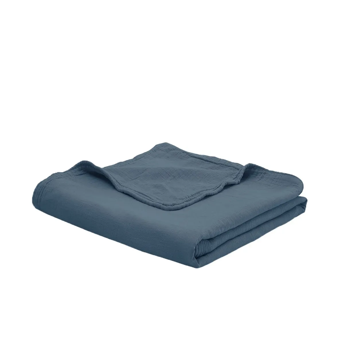 Illustration numéro 2 du produit Couvrelit gaze de coton  indigo 240x260 cm