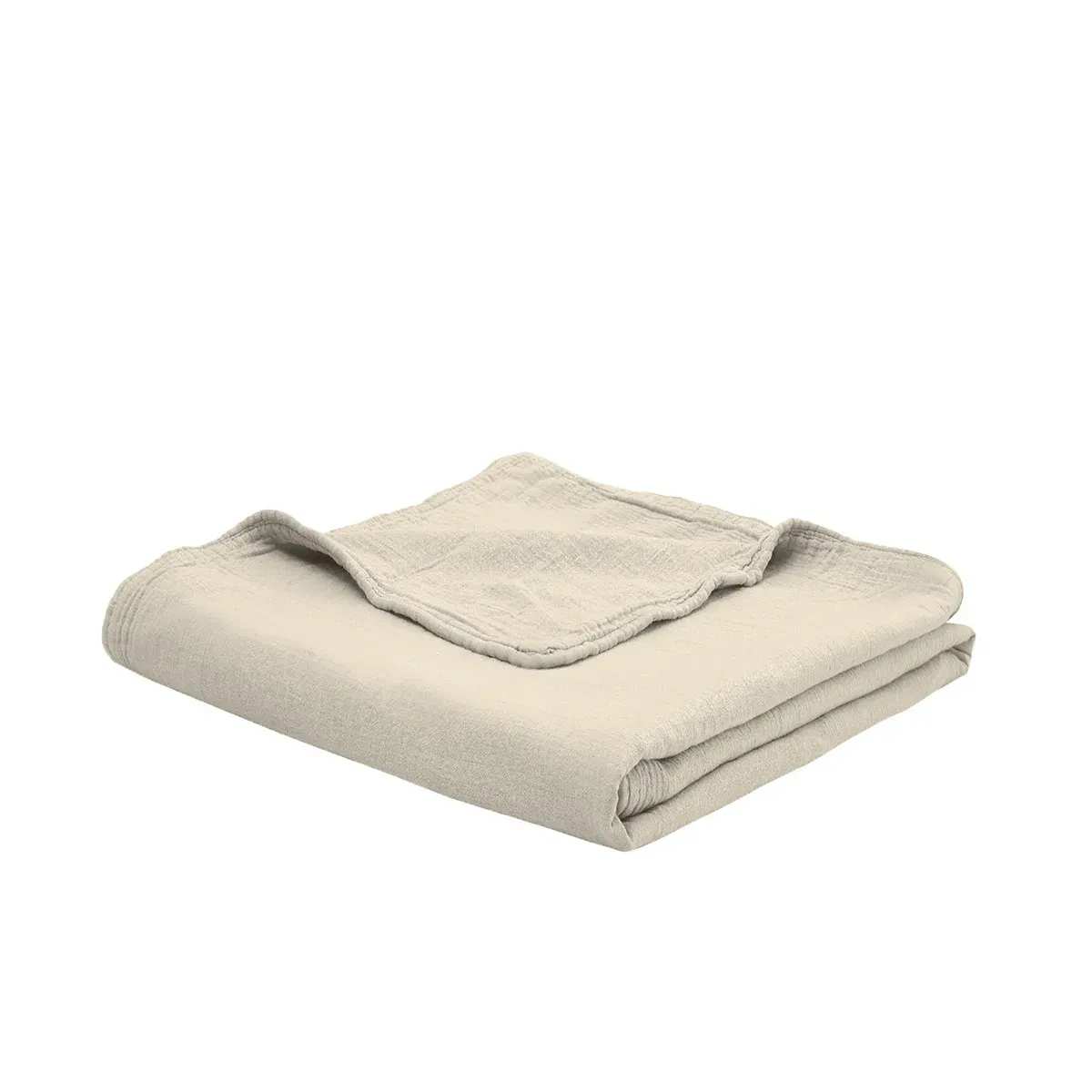 Illustration numéro 2 du produit Plaid gaze de coton  sable 130x170 cm