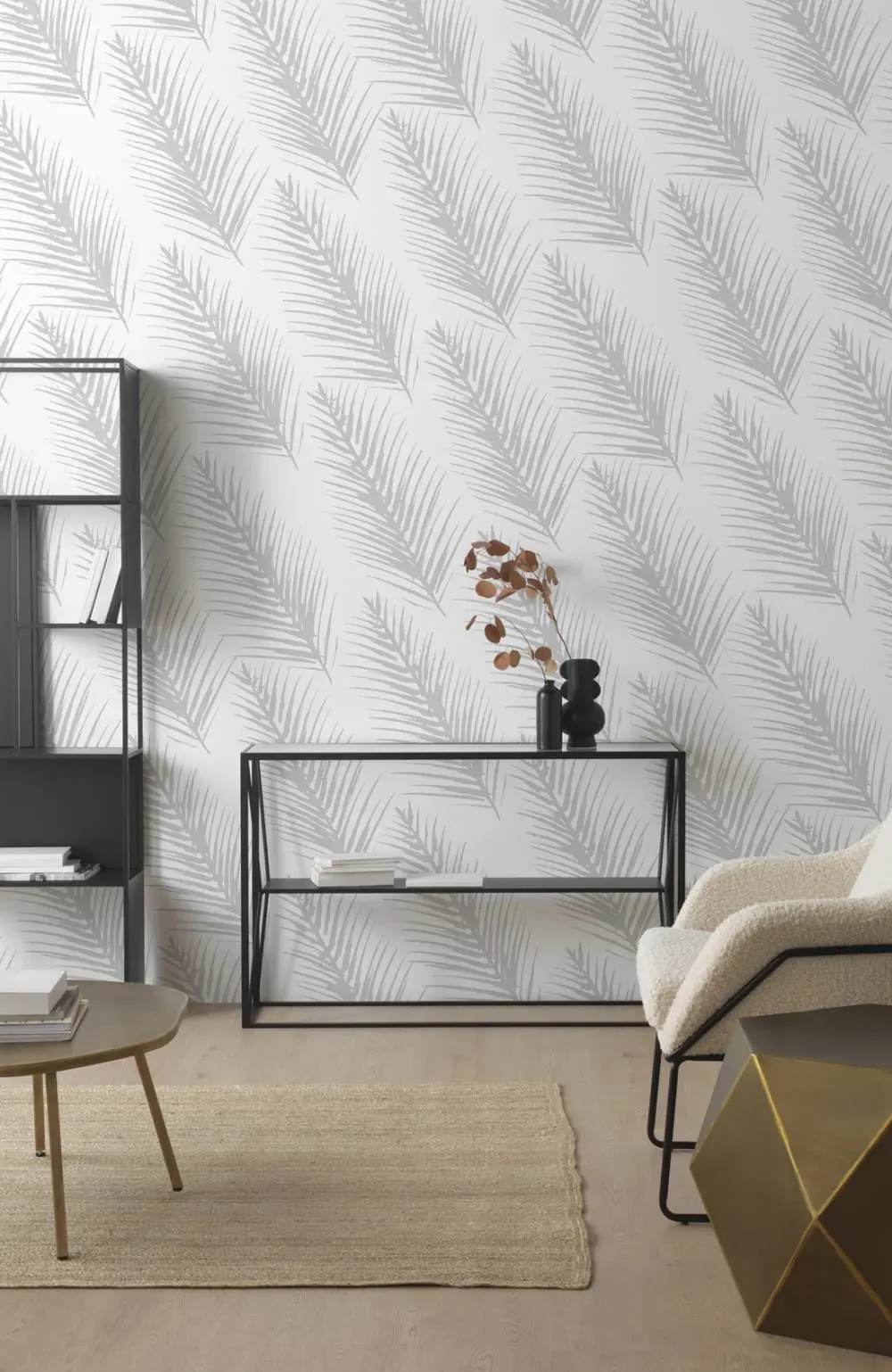 Illustration numéro 2 du produit Console en métal noir avec plateau en verre