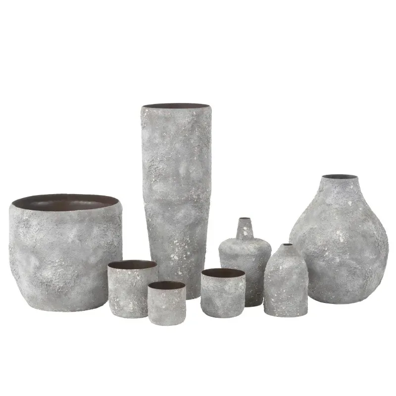 Illustration numéro 2 du produit Pot à plante rugueux en métal gris 40x40x37cm