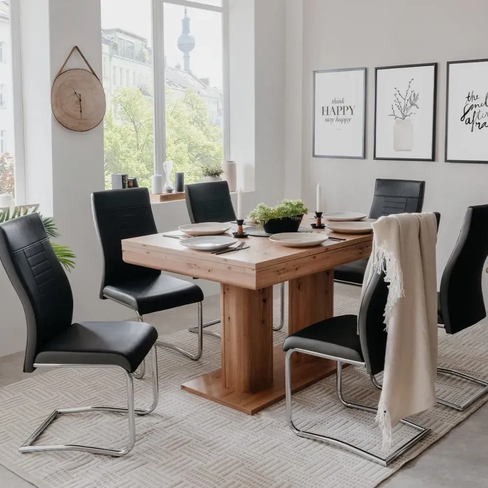 Illustration numéro 2 du produit Table à manger extensible décor chêne 8 à 10 personnes L140/220 cm