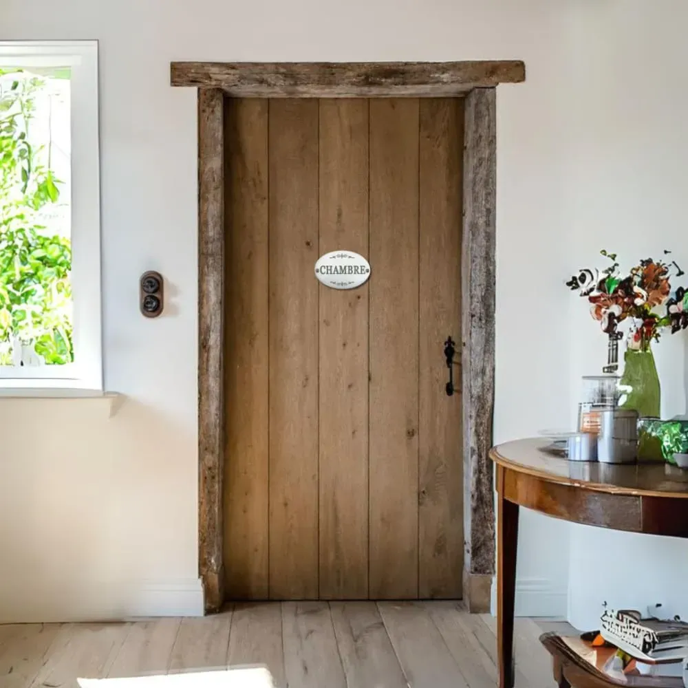 Illustration numéro 2 du produit Plaque de porte décorative vintage chambre fer blanc vert 10.5x8cm