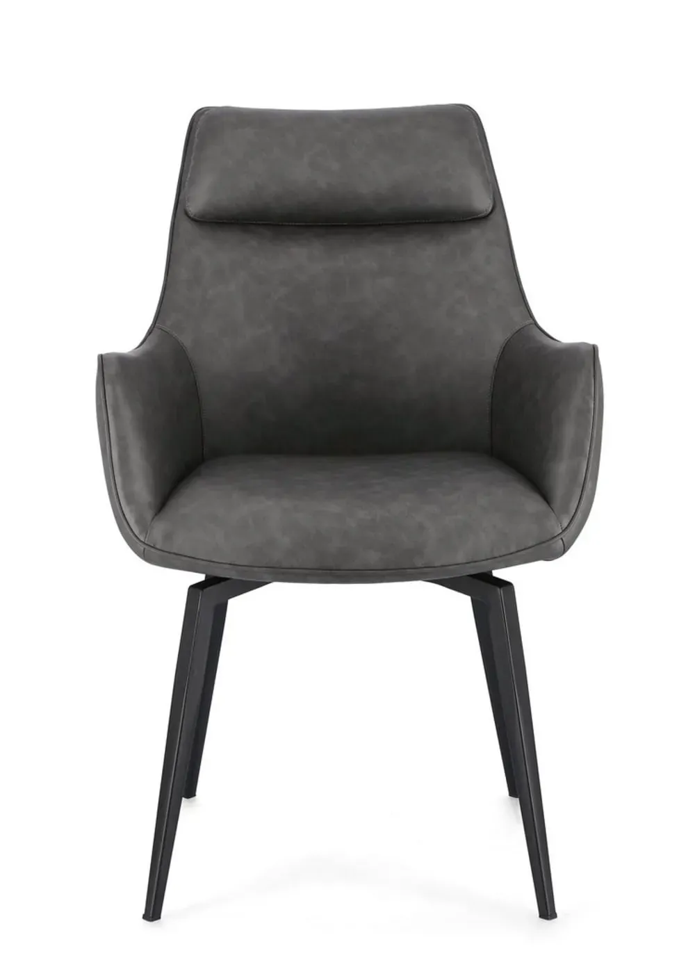 Illustration numéro 2 du produit Ensemble de 2 fauteuils en simili cuir anthracite, pieds noirs