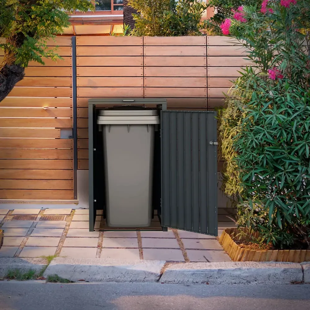 Illustration numéro 2 du produit Abri pour 1 poubelle 68x80x116,3 cm 240L anthracite aspect mélèze