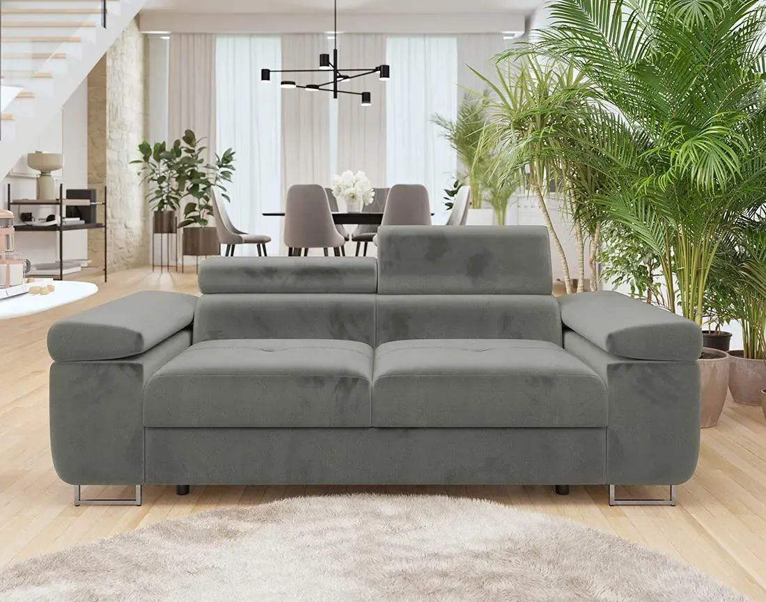 Illustration numéro 2 du produit Canapé droit 2 places en velours gris