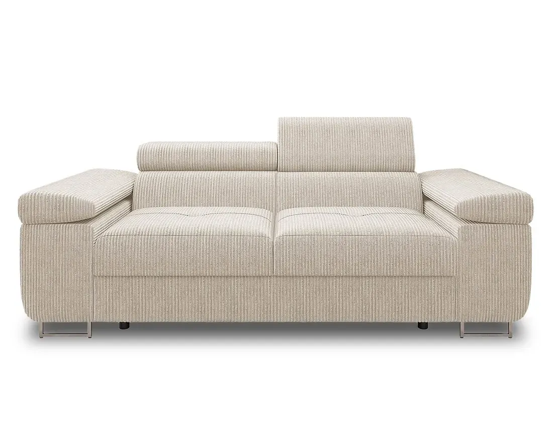 Illustration numéro 2 du produit Canapé droit 2 places en velours côtelé beige