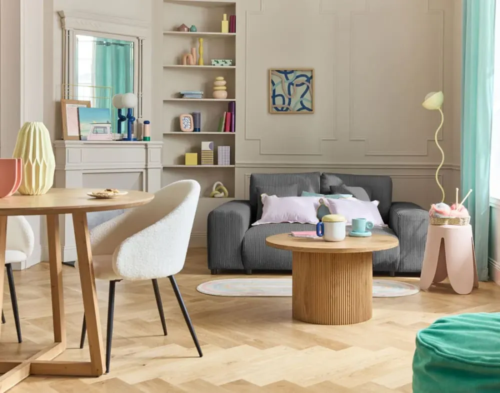 Illustration numéro 2 du produit Canapé droit 2 places en velours côtelé gris foncé