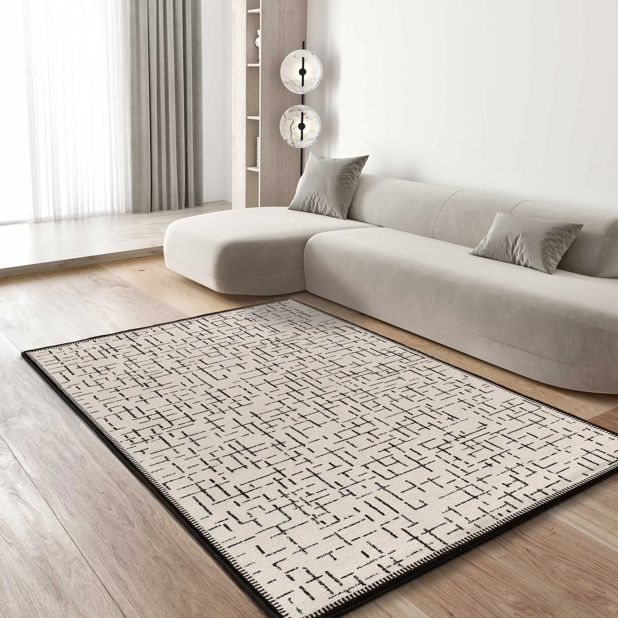 Illustration numéro 2 du produit Tapis géométrique blanc/noir 80x150 cm