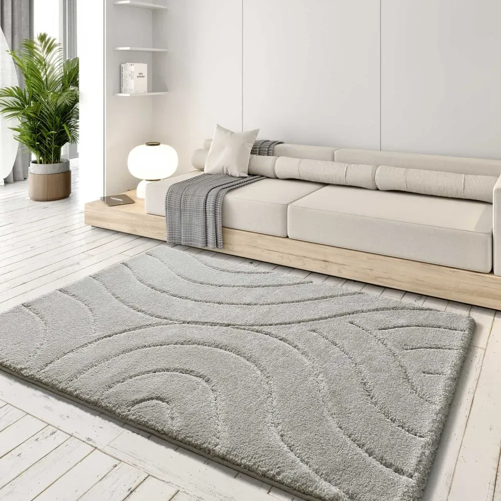 Illustration numéro 2 du produit Tapis descente de lit shaggy gris 60x120 cm