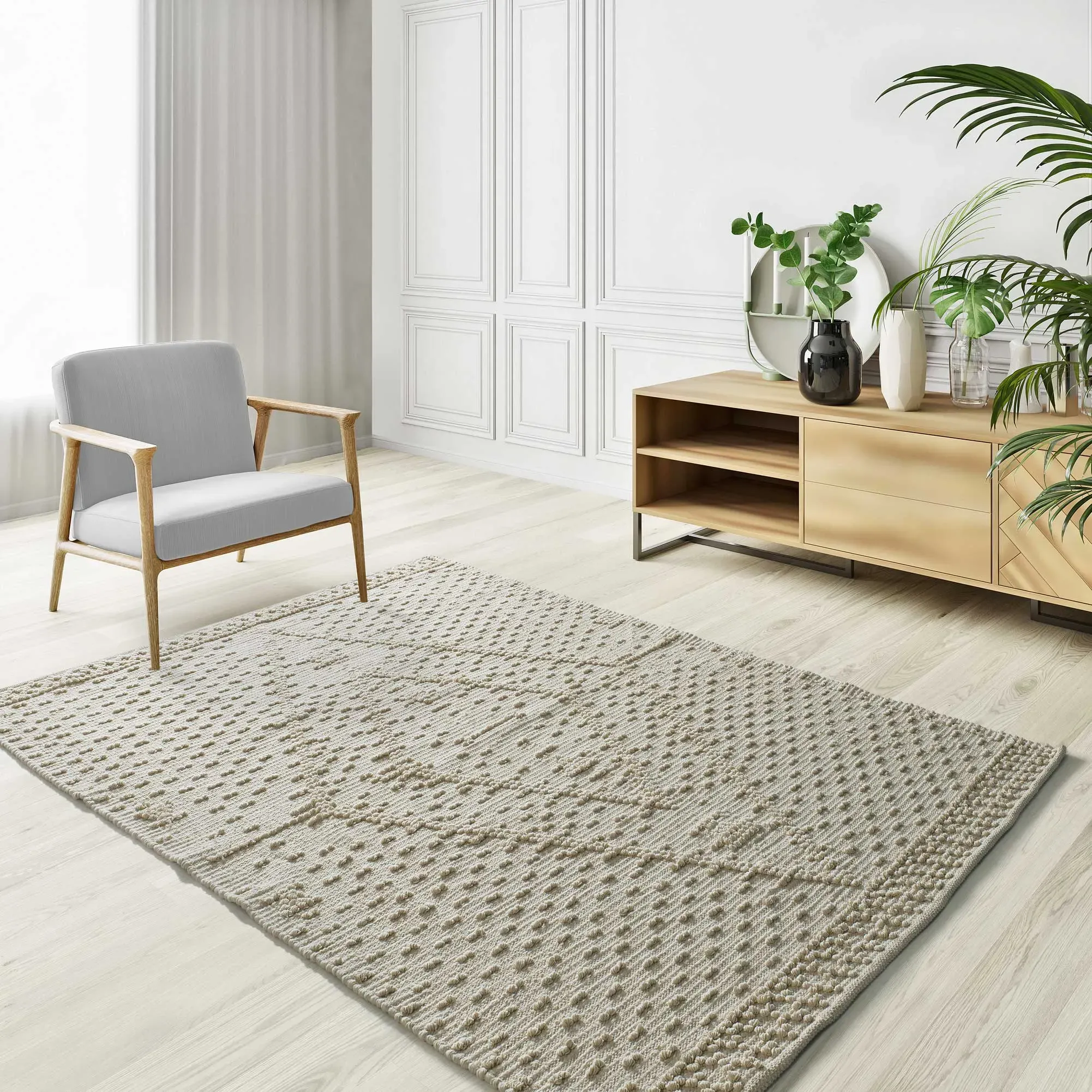 Illustration numéro 2 du produit Tapis coton à relief lavable crème 80x120 cm