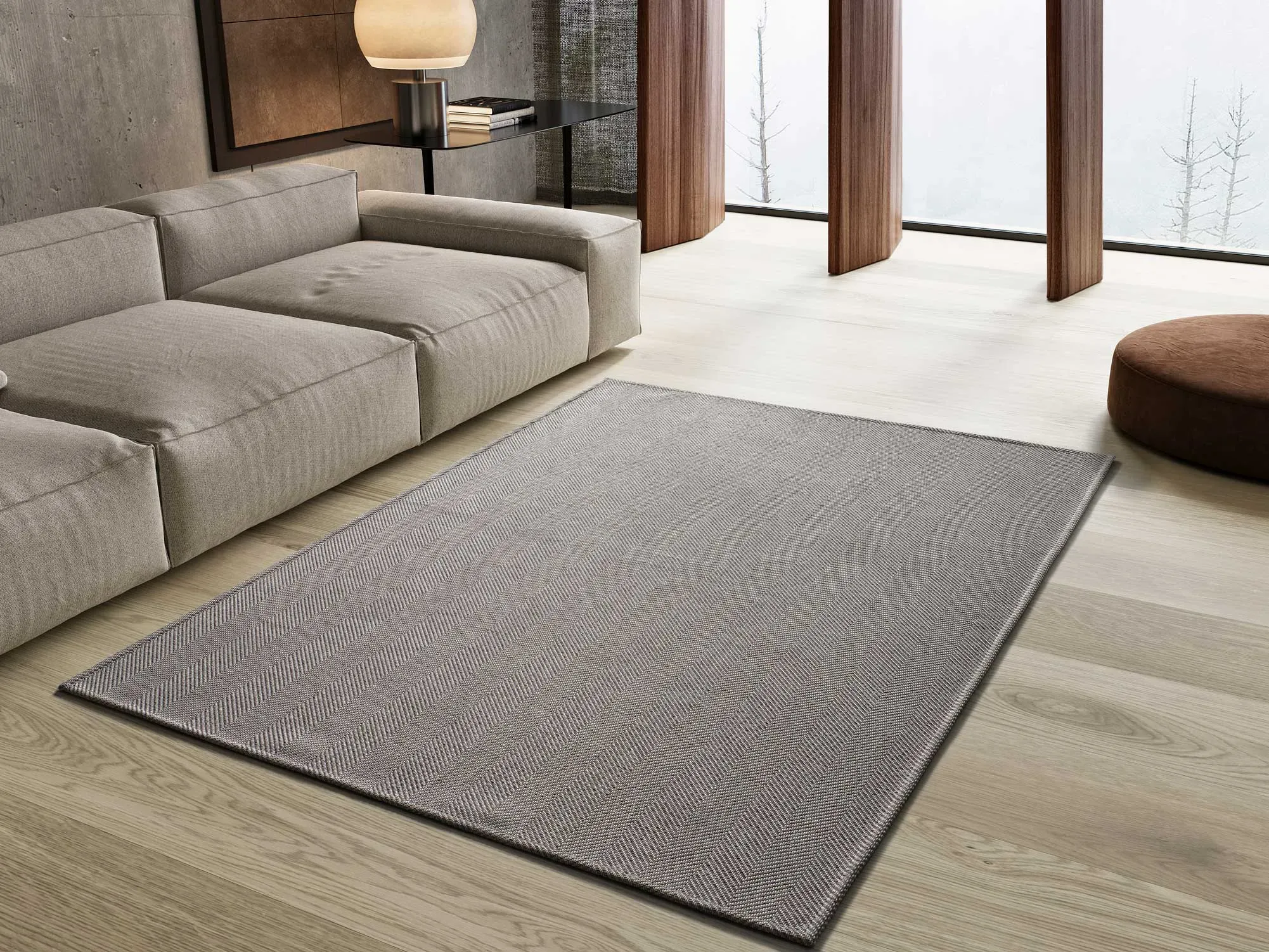 Illustration numéro 2 du produit Tapis descente de lit lavable gris antidérapant 60x120 cm