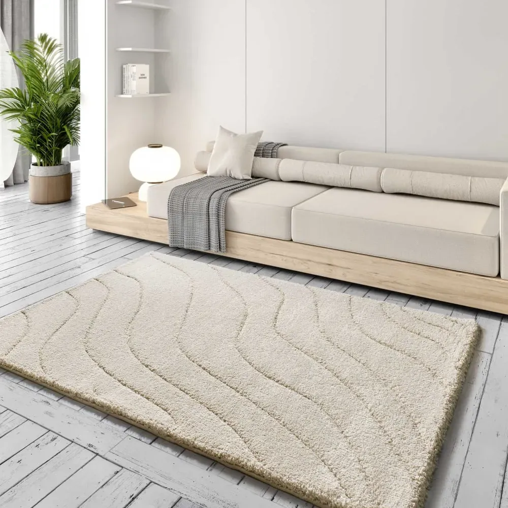 Illustration numéro 2 du produit Tapis à relief shaggy crème 160x230 cm