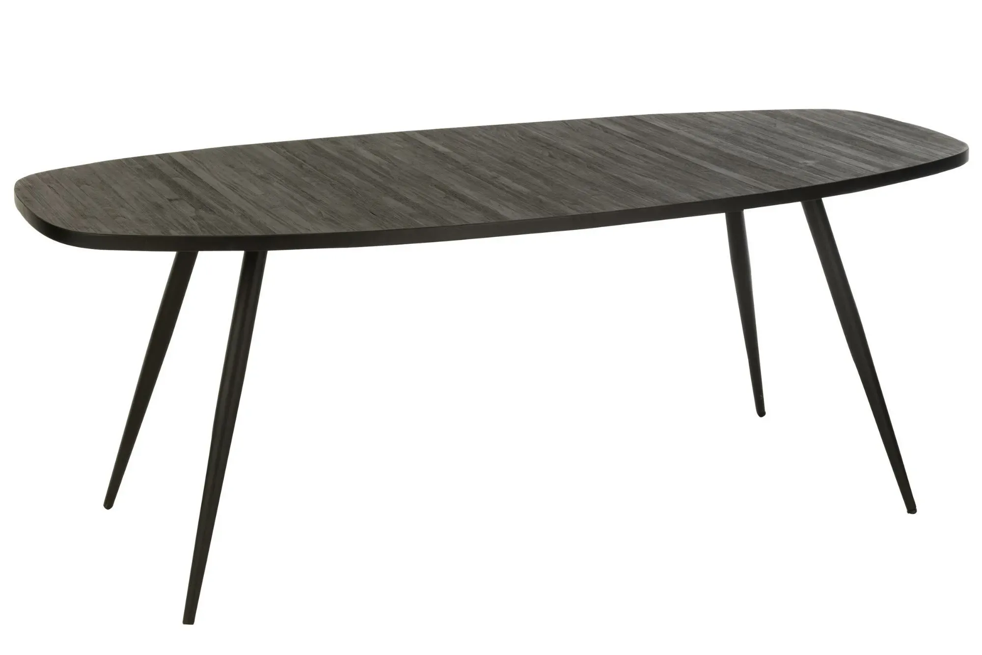 Illustration numéro 2 du produit Table ovale en teck recyclé brossé et en métal 6 places L200 noir