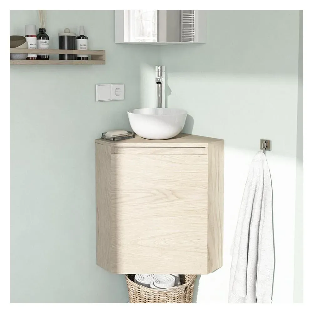 Illustration numéro 2 du produit Meuble lave-mains d'angle  + vasque + robinet