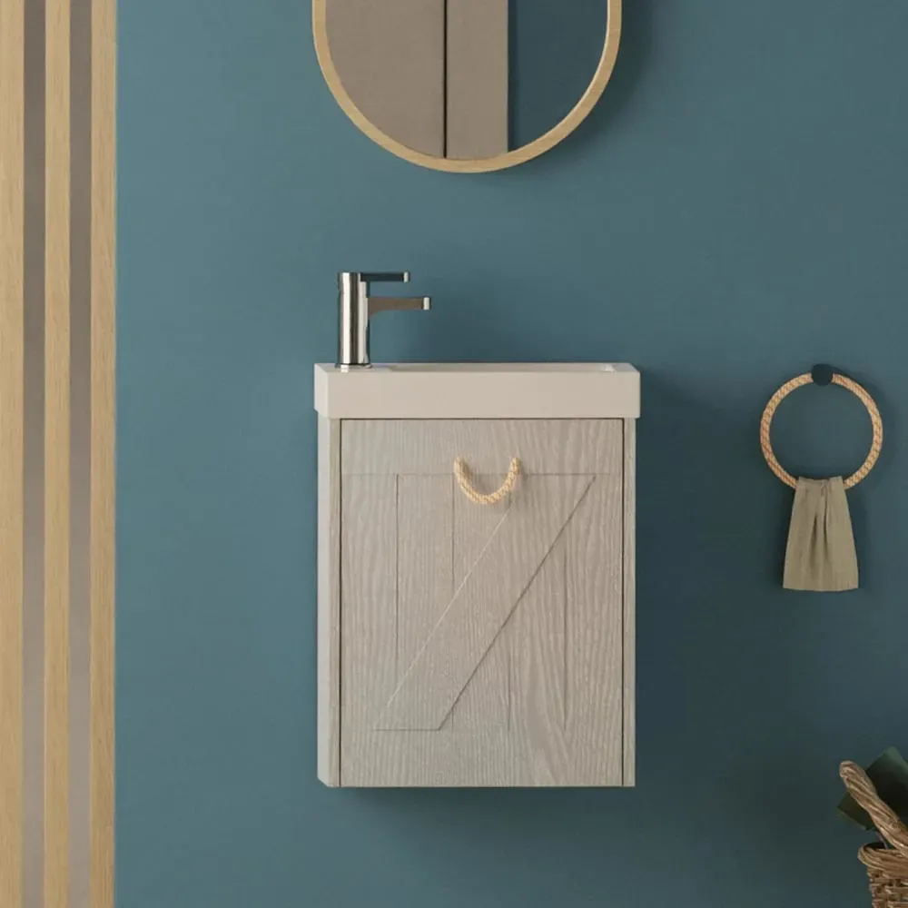 Illustration numéro 2 du produit Meuble lave-mains gris + robinet