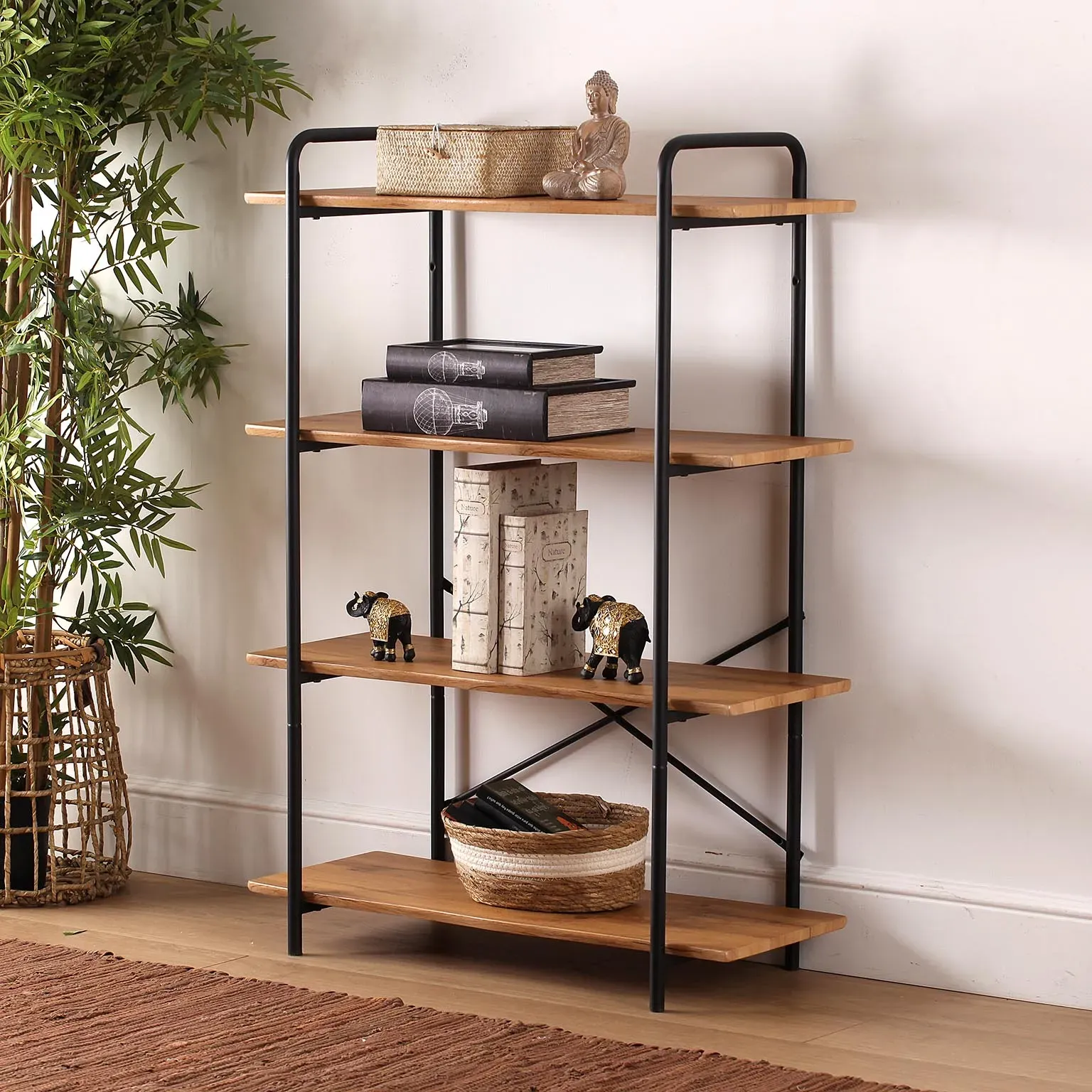 Illustration numéro 2 du produit Etagère avec 4 tablettes en aggloméré marron