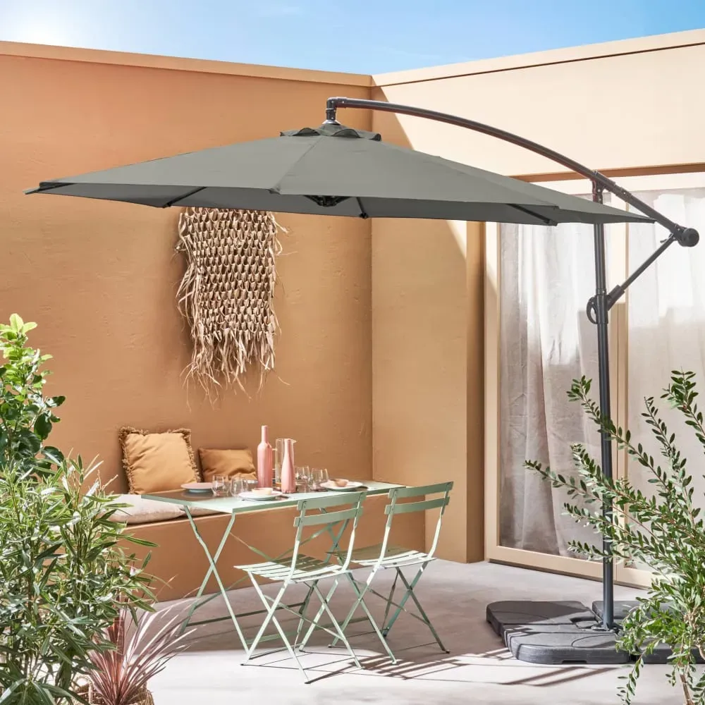 Illustration numéro 2 du produit Parasol déporté rond hardelot D300cm kaki