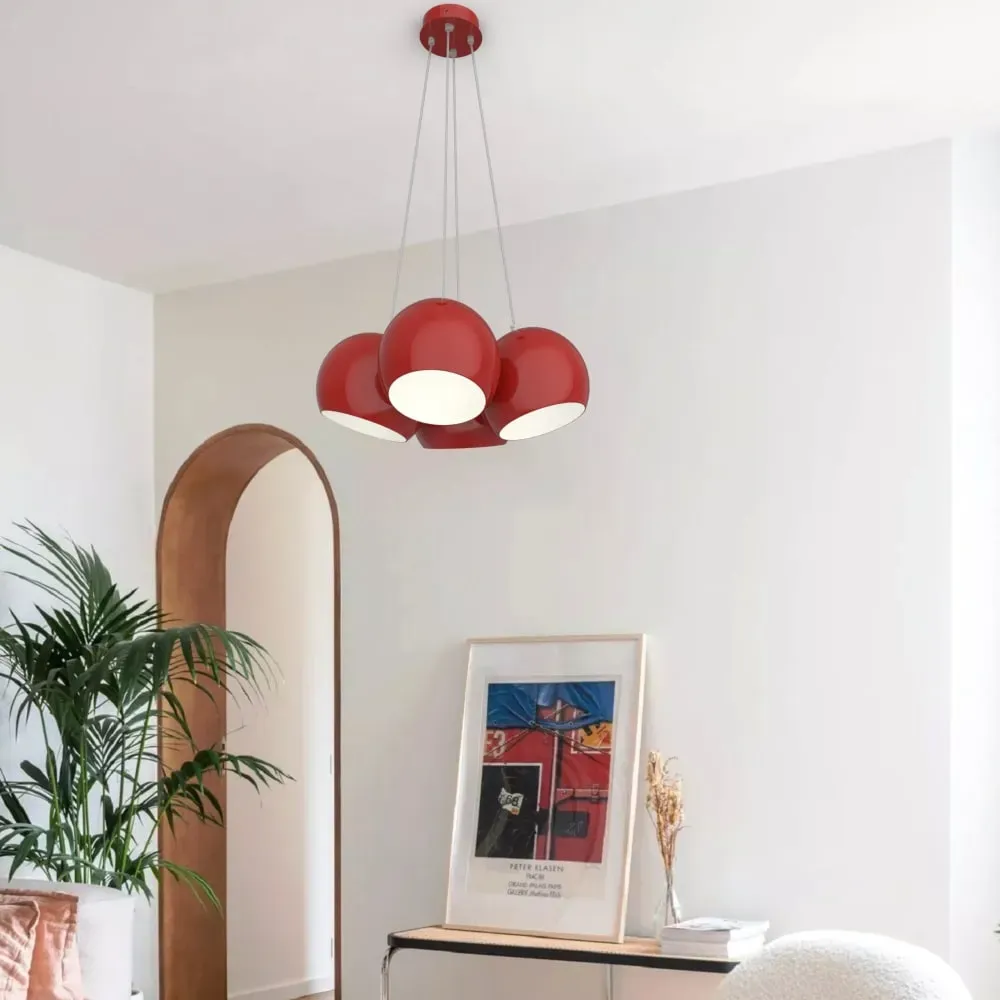 Illustration numéro 2 du produit Suspension en métal rouge et blanc interne E27