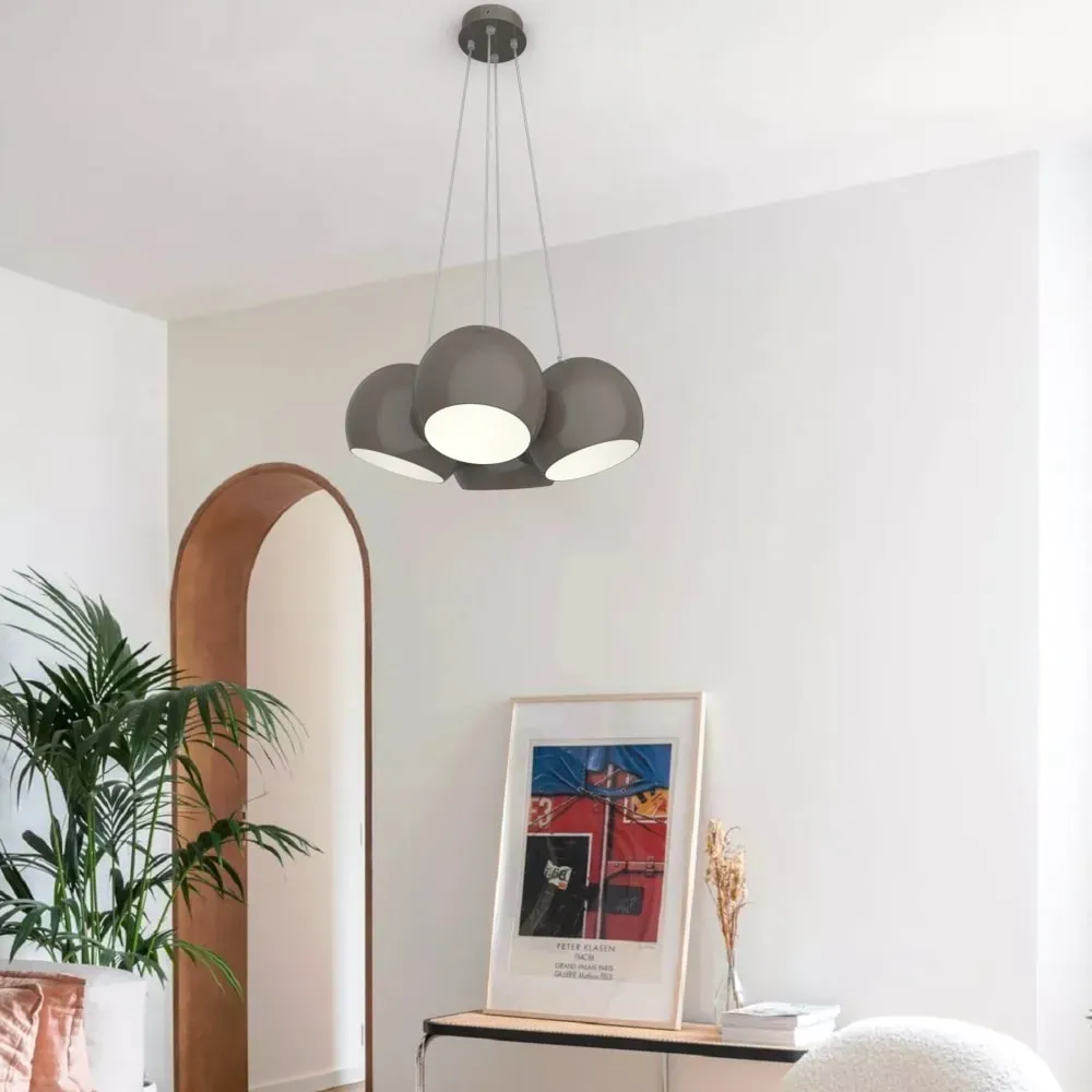 Illustration numéro 2 du produit Suspension en métal gris et blanc interne E27