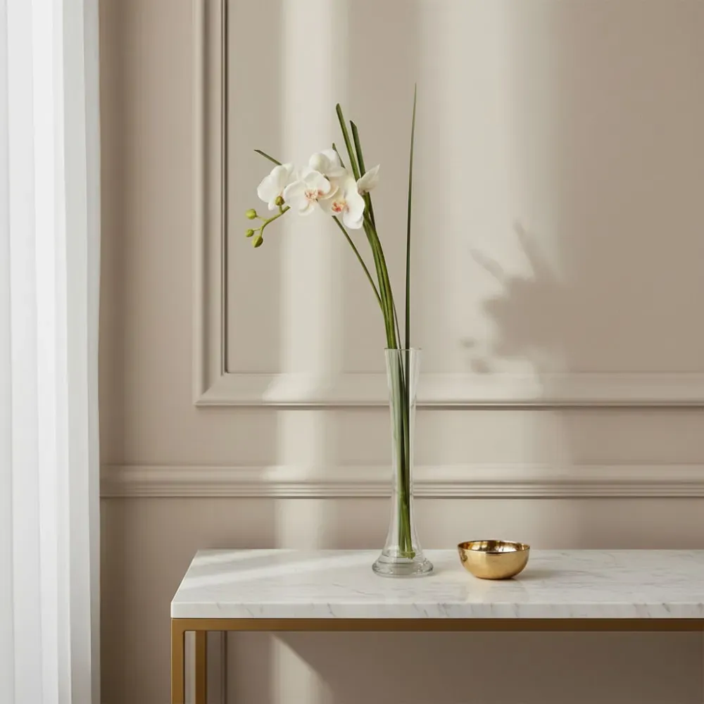 Illustration numéro 2 du produit Orchidée en illusion d'eau artificielle crème H60