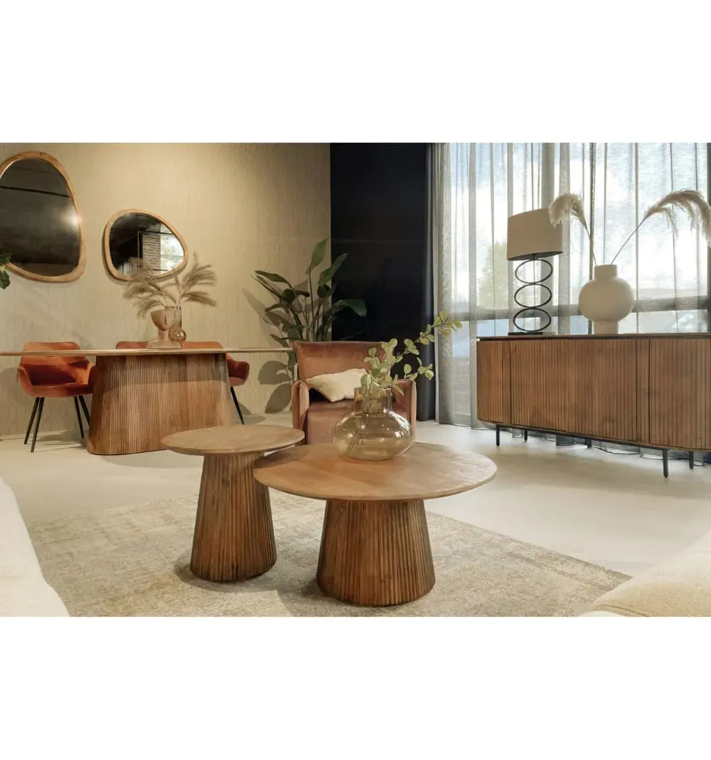 Illustration numéro 2 du produit Table basse ronde D.80 cm en Manguier massif