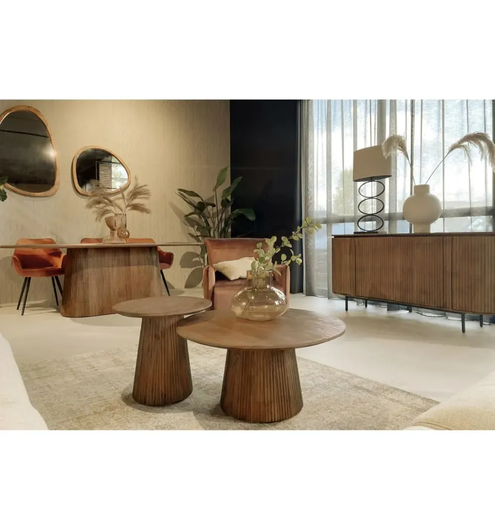 Illustration numéro 2 du produit Table à manger Ovale 6/8 personnes, L.200 cm, Manguier massif