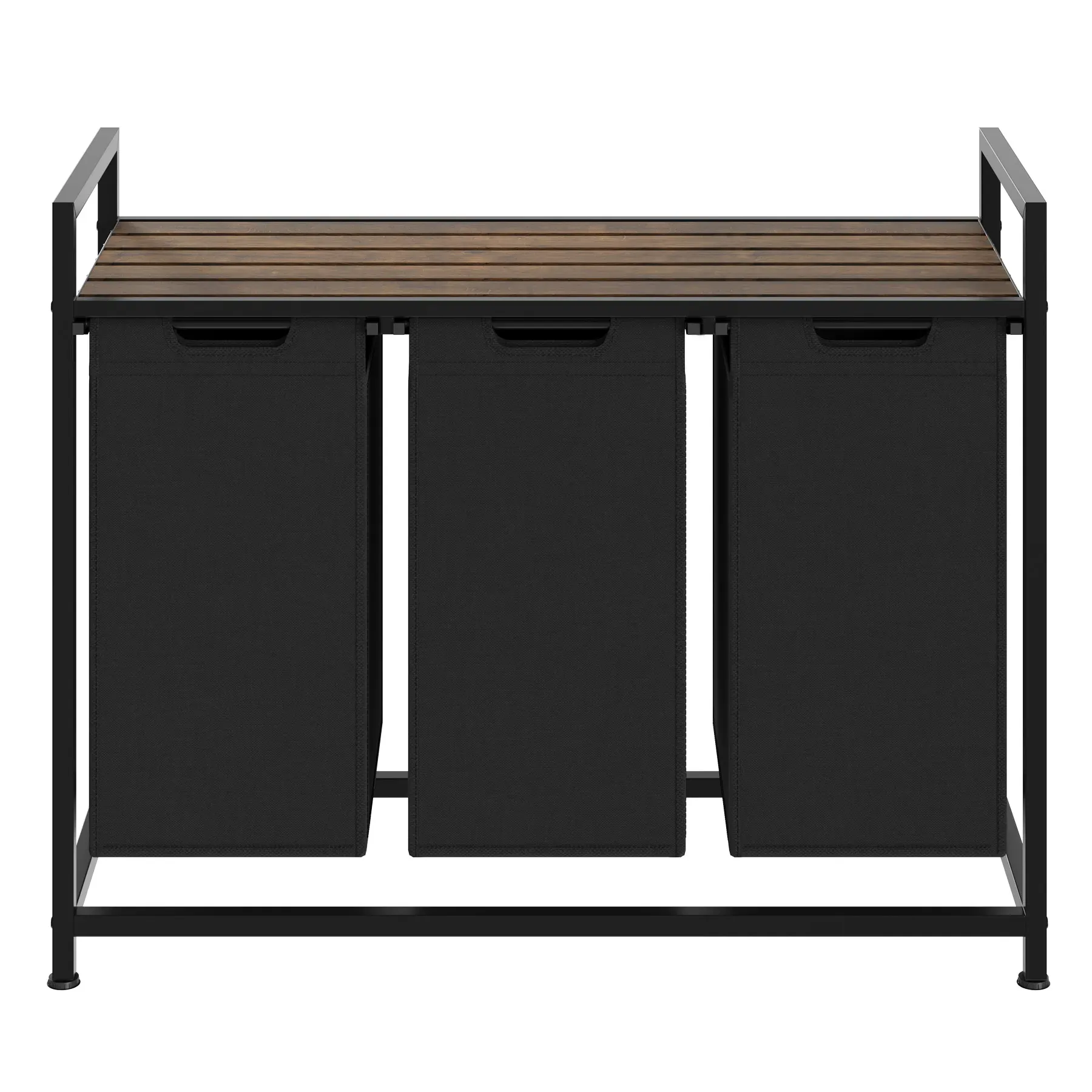 Illustration numéro 2 du produit Panier à linge avec étagère style industriel 34x93,5x72cm