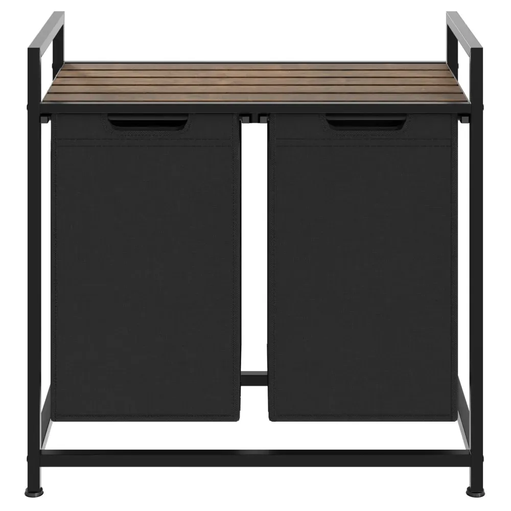 Illustration numéro 2 du produit Panier à linge avec étagère style industriel 34x74x72cm