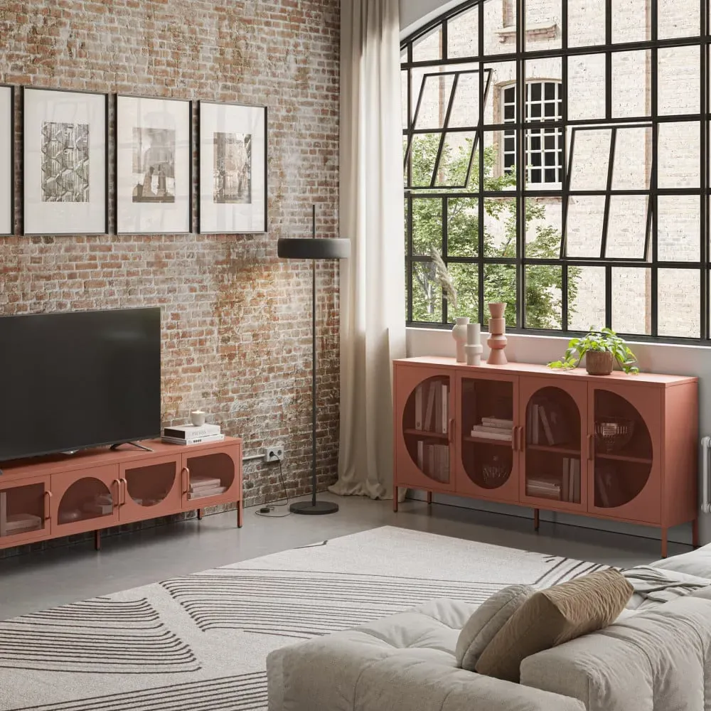 Illustration numéro 2 du produit Buffet 4 portes en métal L160cm - Terracotta