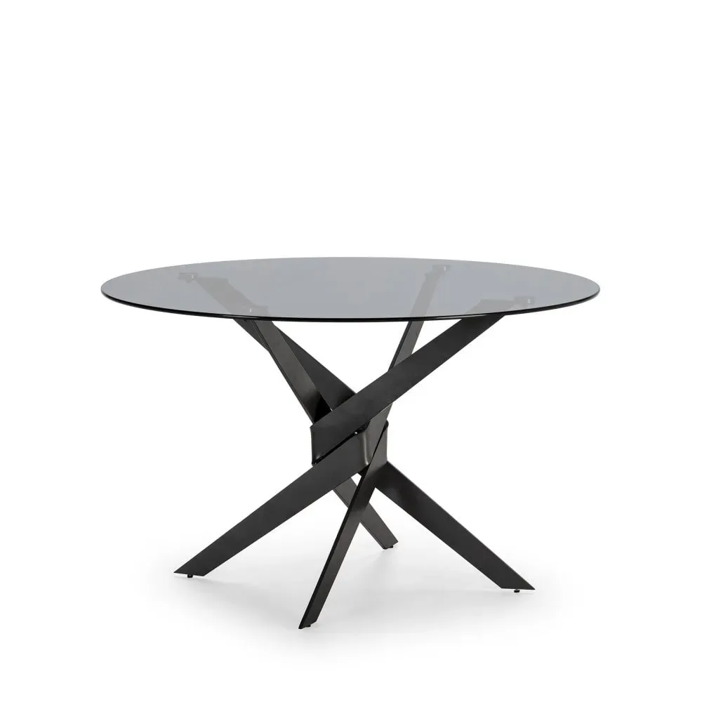 Illustration numéro 2 du produit Table à manger 6 personnes en verre trempé et métal - Noir