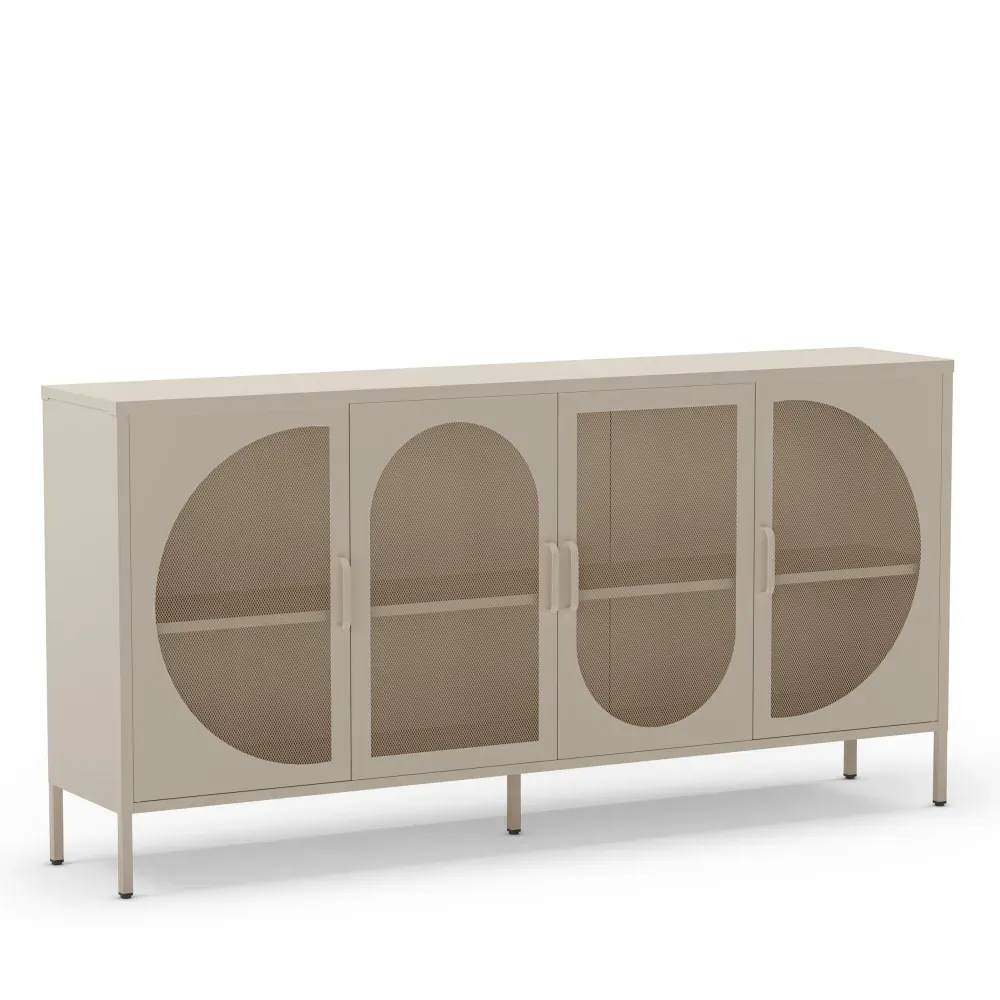 Illustration numéro 2 du produit Buffet 4 portes en métal L160cm - Beige