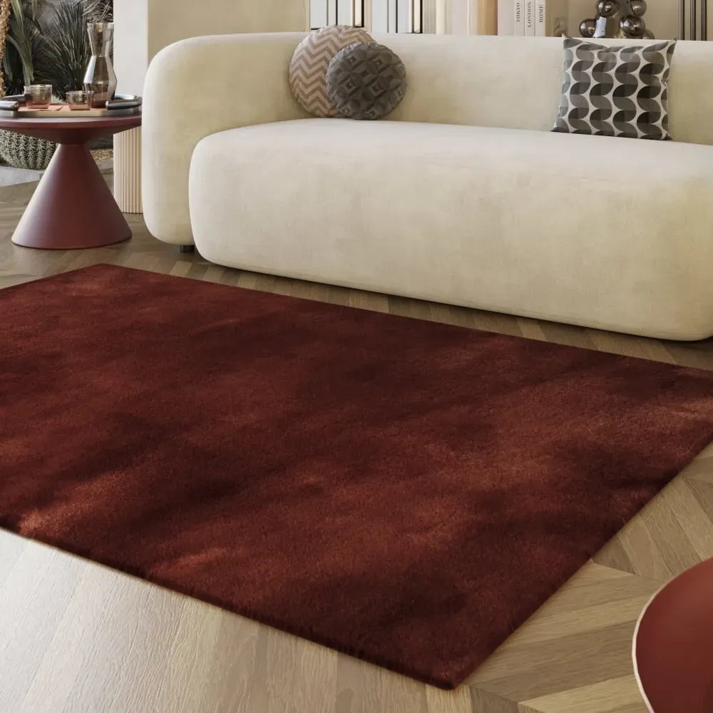 Illustration numéro 2 du produit Tapis imitation fourrure lapin doux tufté bordeaux 80x150