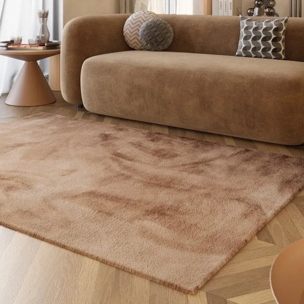 Illustration numéro 2 du produit Tapis imitation fourrure lapin doux tufté rose poudré 160x230