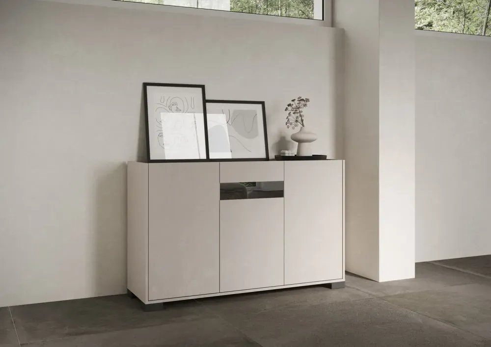 Illustration numéro 2 du produit Buffet bas 3 portes 130x40x81 cm effet bois cachemire