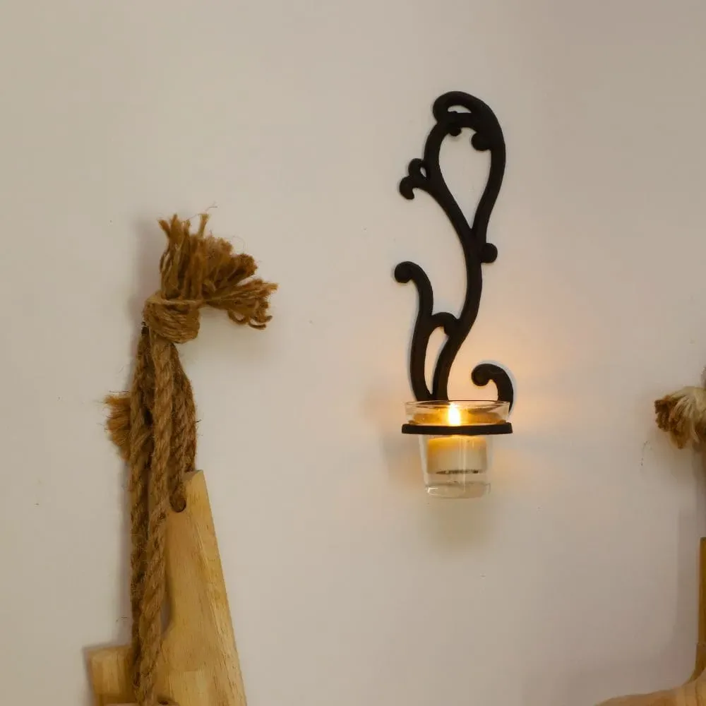 Illustration numéro 2 du produit Bougeoir mural en fonte marron 25 x 10 cm