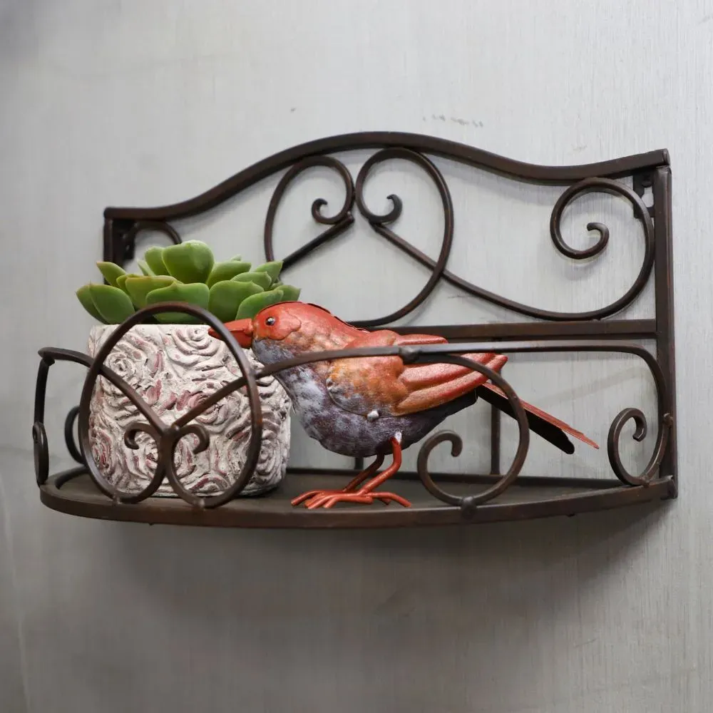 Illustration numéro 2 du produit Etagère murale en métal marron 38 x 17 x 21cm