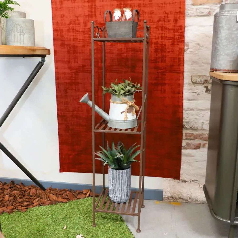 Illustration numéro 2 du produit Etagère boulangère en fer forgé marron 24.5 x 24.5 x 102.5 cm